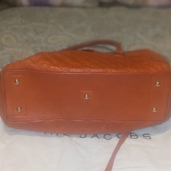 Marc Jacobs Rudi Baroque Quilted Satchel Shoulder Bag Mandarin Leather